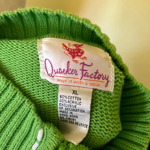 Quacker Factory Green Patterned Womens Full Zip Sweater Size XL - Picture 3 of 8